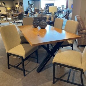 Live Edge Table + 6 upholstered chairs