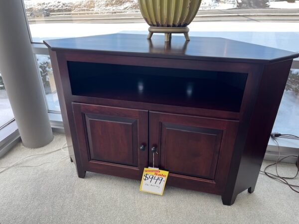 Solid wood and metal corner console on clearance