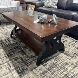 Solid wood and metal coffee table on clearance