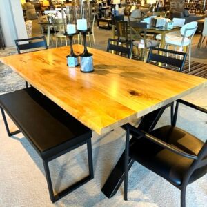 Canadian Live Edge Table, 4 chairs and bench