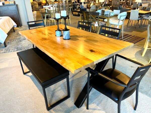 Canadian Live Edge Table, 4 chairs and bench
